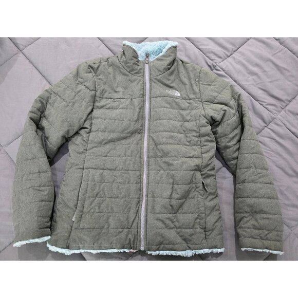 The North Face Girls' Reversible Mossbud Swirl Jacket Size 18 Soft Blue Gray - Picture 1 of 8